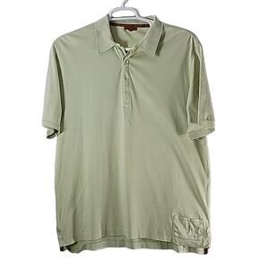 Golf Mens Sz L Green Made in Italy Ball Pocket 100% Cotton Preppy Polo Shirt